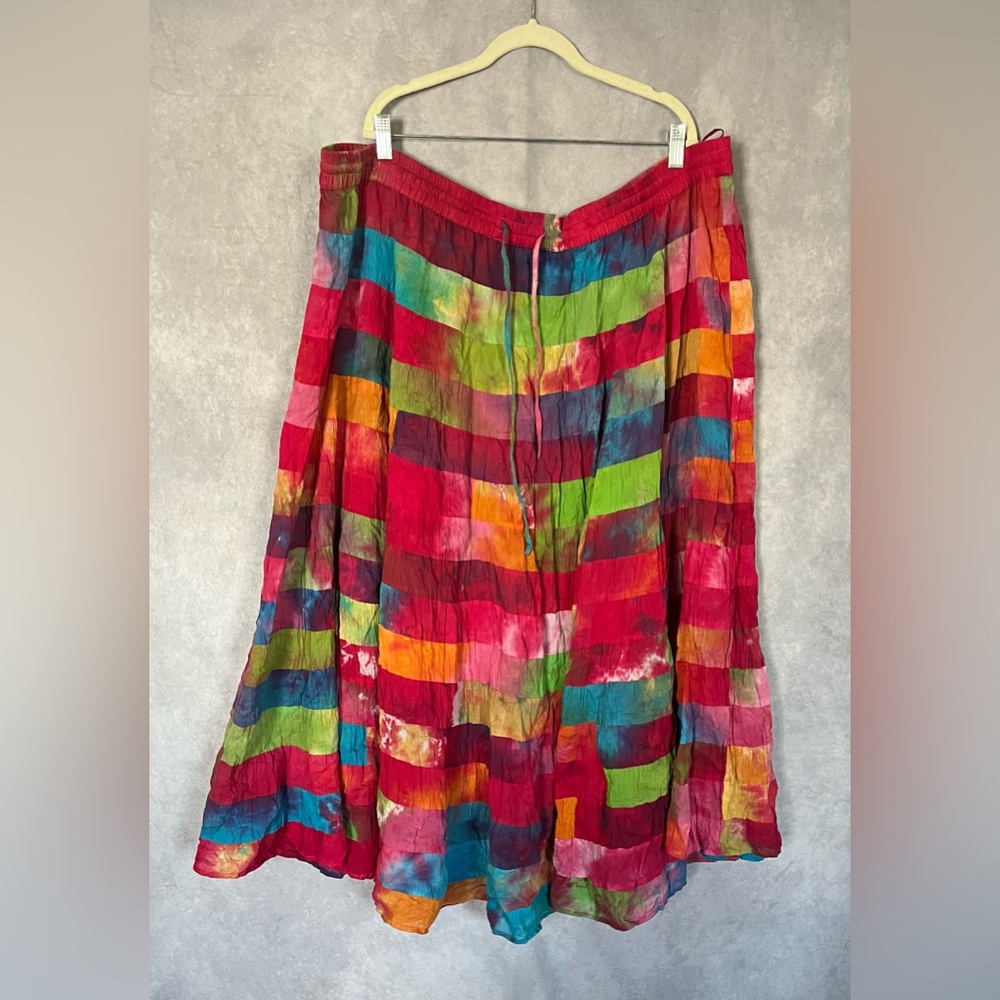 Junonia Cotton Patchwork Artsy Rainbow Tie dye Boho Fairy Hippie 4X  Skirt